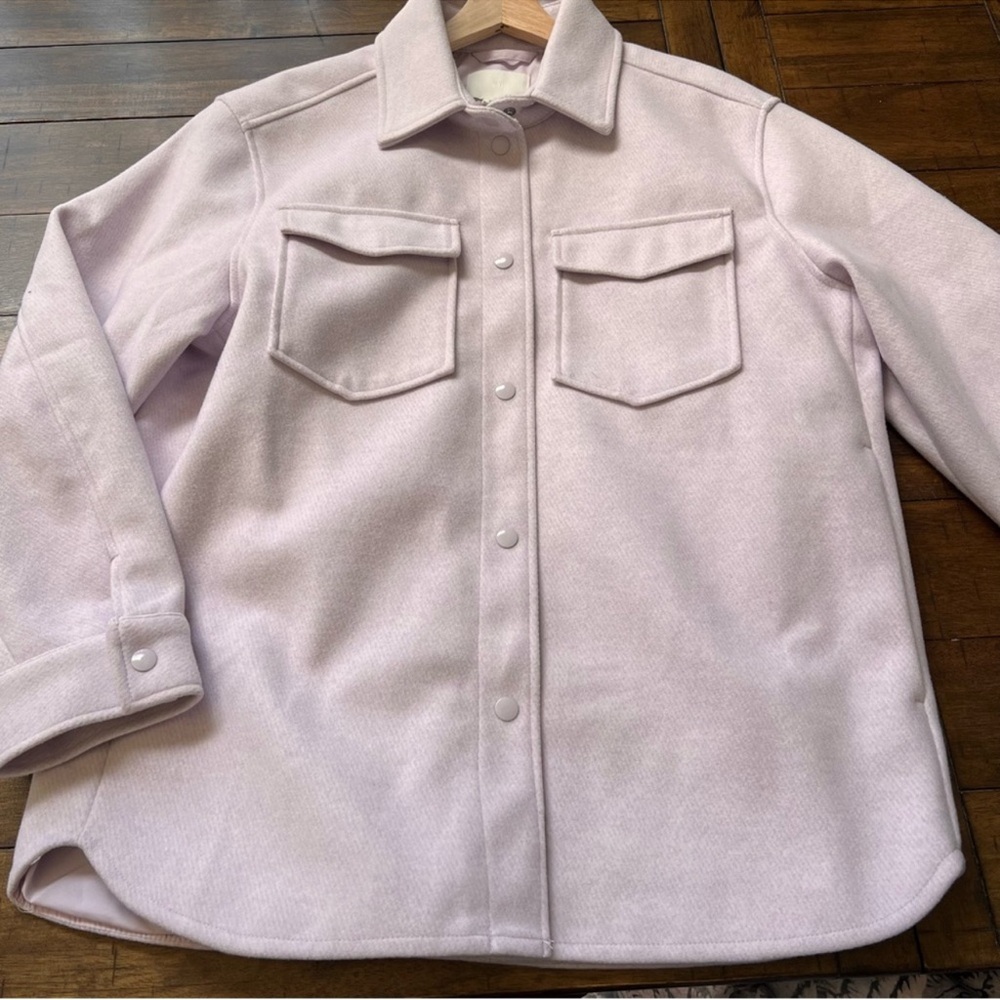 H&M Shacket Long Sleeve Light Purple Button Up plaid Jacket Relaxed size S